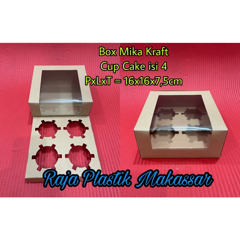 

Box kue / Dos cake / Box mika kraft cup cake isi 4