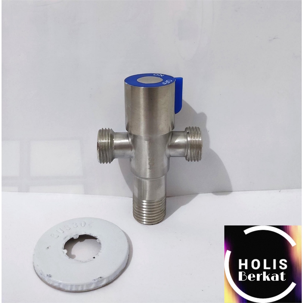 Stop Kran Shower Double / Stop Kran Cabang SUS 304 drat 1/2&quot; x 1/2&quot;