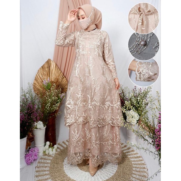 GAMIS TULLE NEW 2 TINGKAT BUSUI /GAMIS KEBAYA TULLE / BAJU PESTA MODERN / GAMIS TILE MITUARA MALAISIA / GAMIS BRUKAT FASHION / GAMIS BRUKAT MUSLIMAH / GAMIS PESTA MUSLIMAH/ GAMIS PESTA MODEL