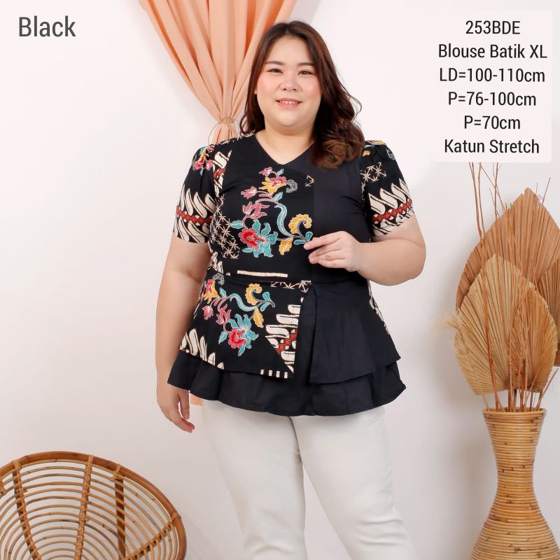 BIGSIZE BLOUSE NINA BATIK MODERN XL ATASAN CEWEK JUMBO 253 XL BAJU FASHION WANITA MURAH KERJA