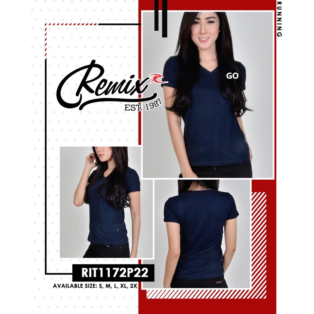 gof REMIX By (CARDINAL) KAOS OBLONG Wanita T-Shirt Lengan Pendek Kerah V-Neck Original