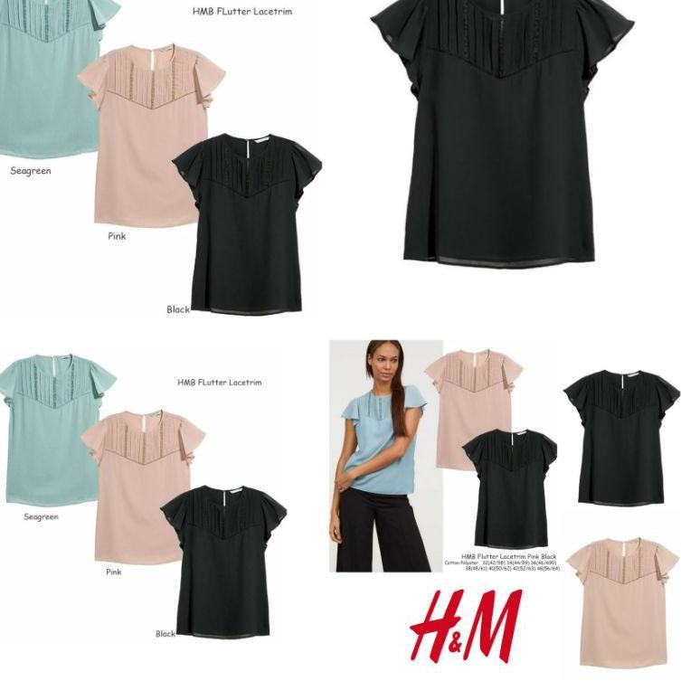 H&M FLUTTER LACETRIM BLOUSE