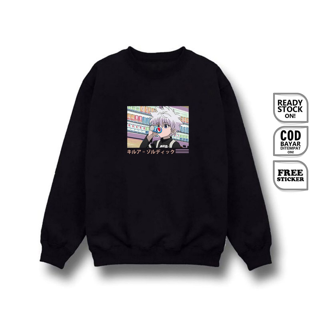 SWEATER CREWNECK HUNTERXHUNTER KILLUA ZOLDYCK ANIME MANGA BAJU JEPANG KIRUA ZORUDIKKU HUNTER SIGN