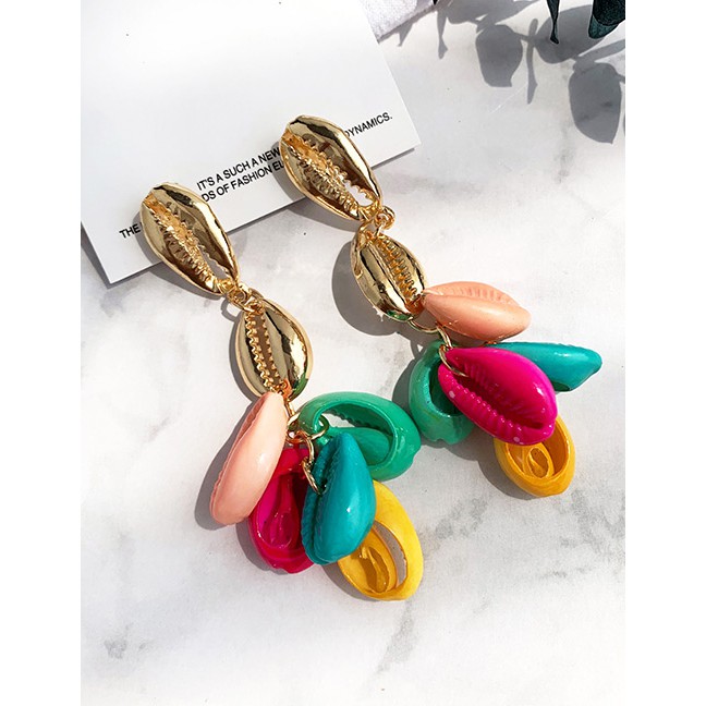 LRC Anting Tusuk Fashion Color Alloy Resin Shell Earrings F62193