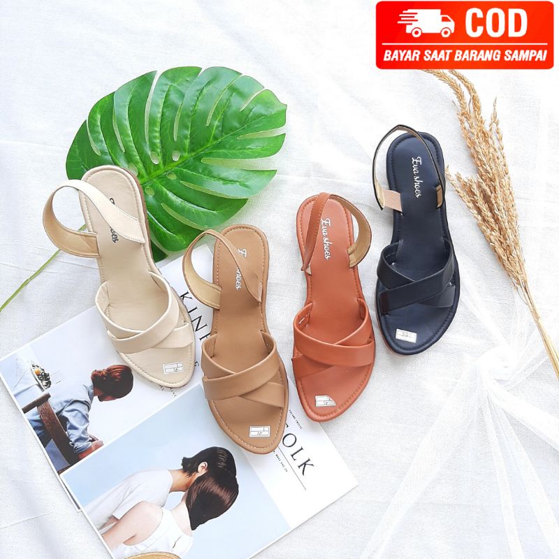 37-43 BIG SIZE UKURAN IMPORT AURORA selop let Sandal Cewek Eva Shoes  JUMBO (H174)