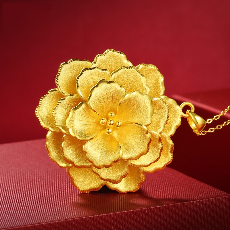 [Ready Stock]Fashion Unique Gold-Plated Flower Pendant Necklace