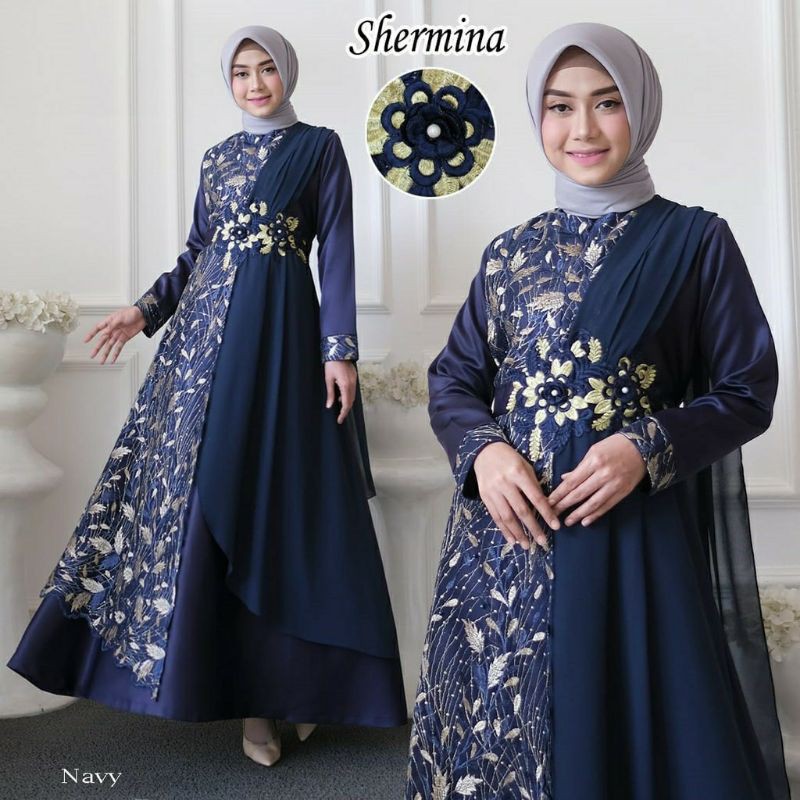 Shermina maxi gamis syari pesta lebaran seragam wisuda bridesmaid