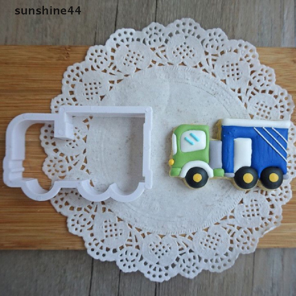 Sunshine 8pcs Cetakan Pemotong Adonan Kue Cookie Desain Mobil Truk DIY