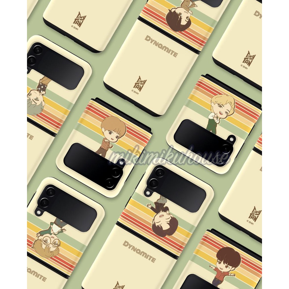 TINYTAN DYNAMITE Z FLIP 3 CASE CASING ZFLIP3 FLIP3 SERIES BTS BT21 SAMSUNG BROWN 5G SLIM FIT DUAL GU