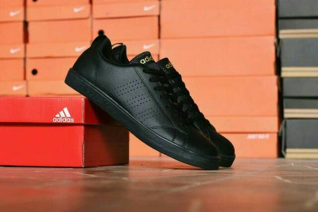 Sepatu Adidas Neo Advantage Grade Original Sneakers Pria Wanita FullBlack Sepatu Kerja Traning Hitam