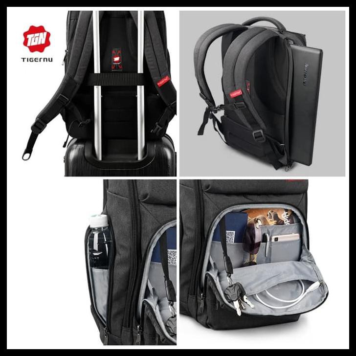TIGERNU T-B3242 Backpack Bag USB - Tas Ransel Laptop 15.6" - BLACK