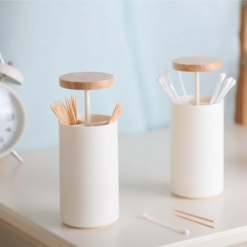 CRE  Automatic Pop-up Cotton Bud Swabs Toothpick Dispenser Case Home Hotel Decoration