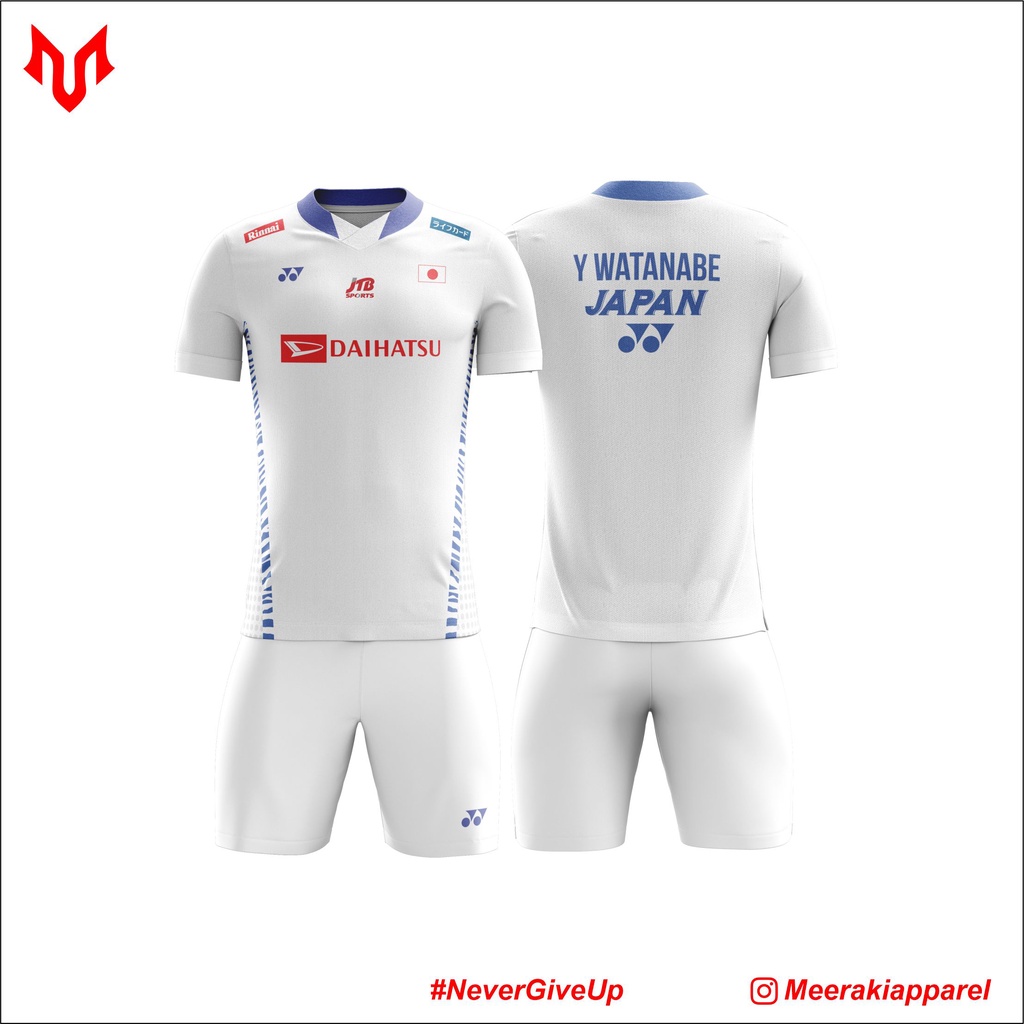 Custom Jersey Setelan Kaos Celana Badminton Timnas Jepang Free Custom Nameset