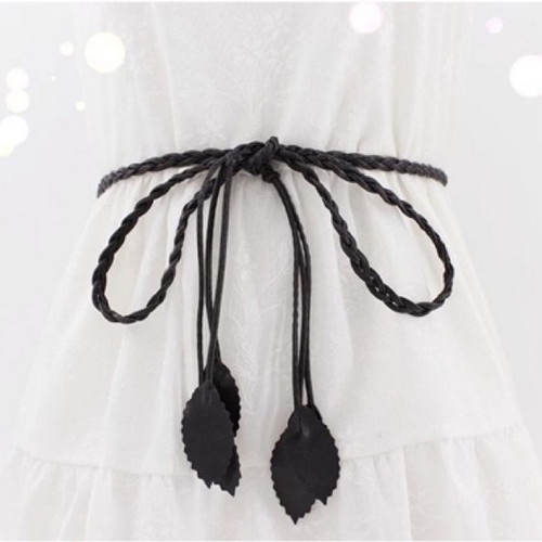 Ikat Pinggang Wanita Korea Kepang Tali Daun Casual