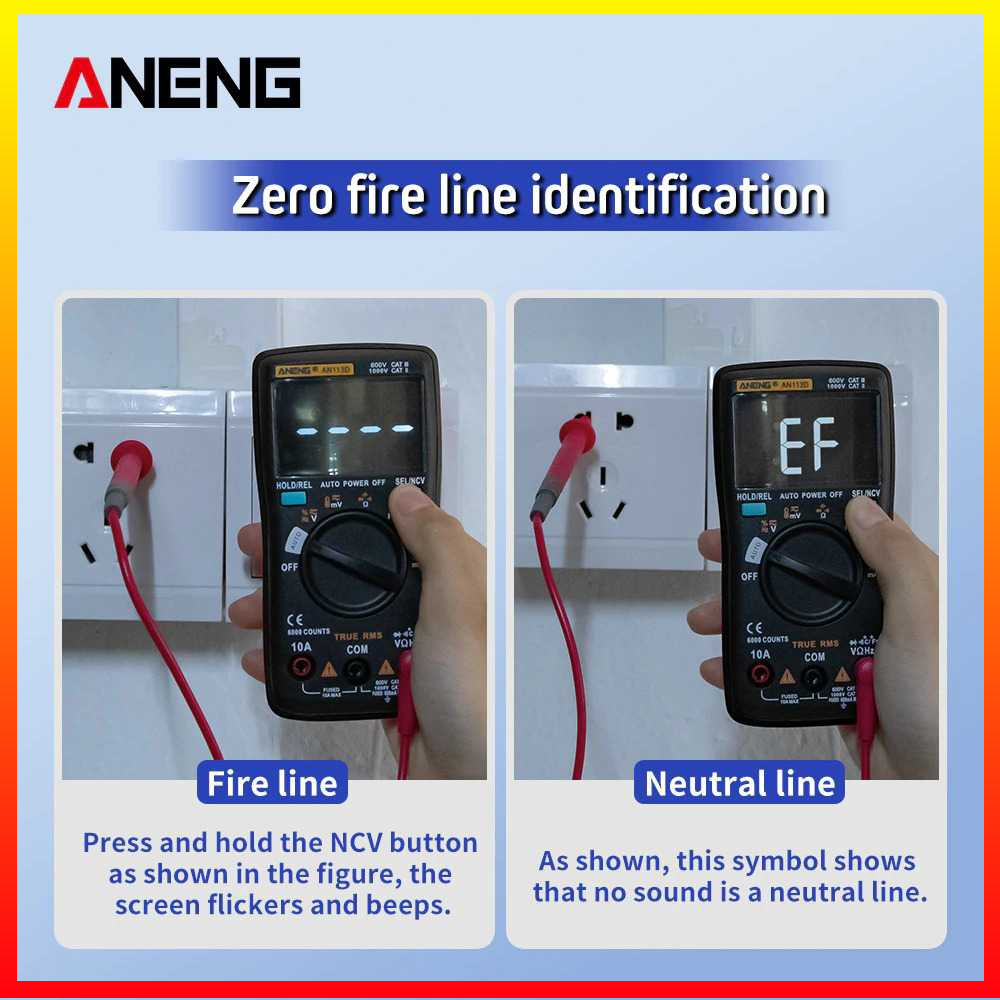 Alat mengukur arus listrik Digital Multimeter Voltage Tester Akurat Detail LCD Hemat Baterai ANENG AN113D - MBOT1SBK