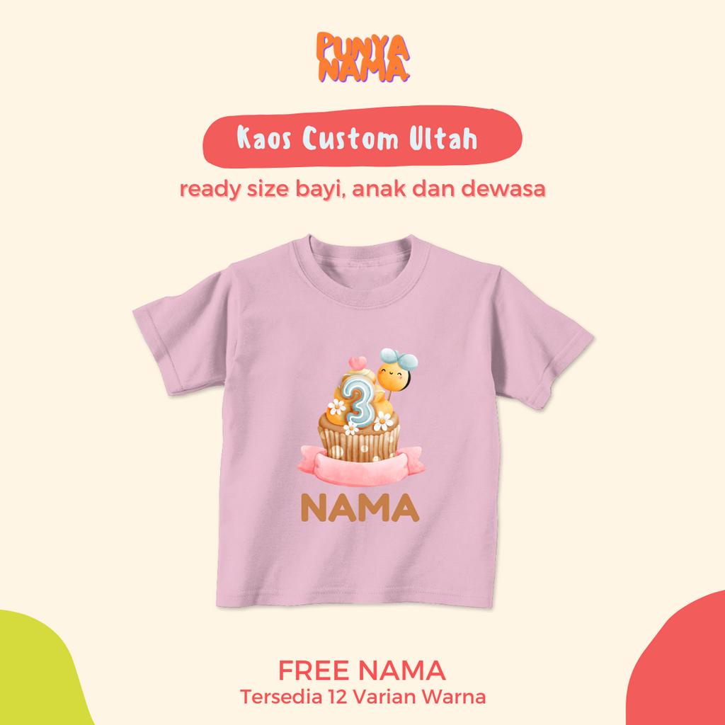 Baju Kaos Ultah Kue Free Nama Untuk Bayi, Anak, Remaja, Dewasa, Big Size