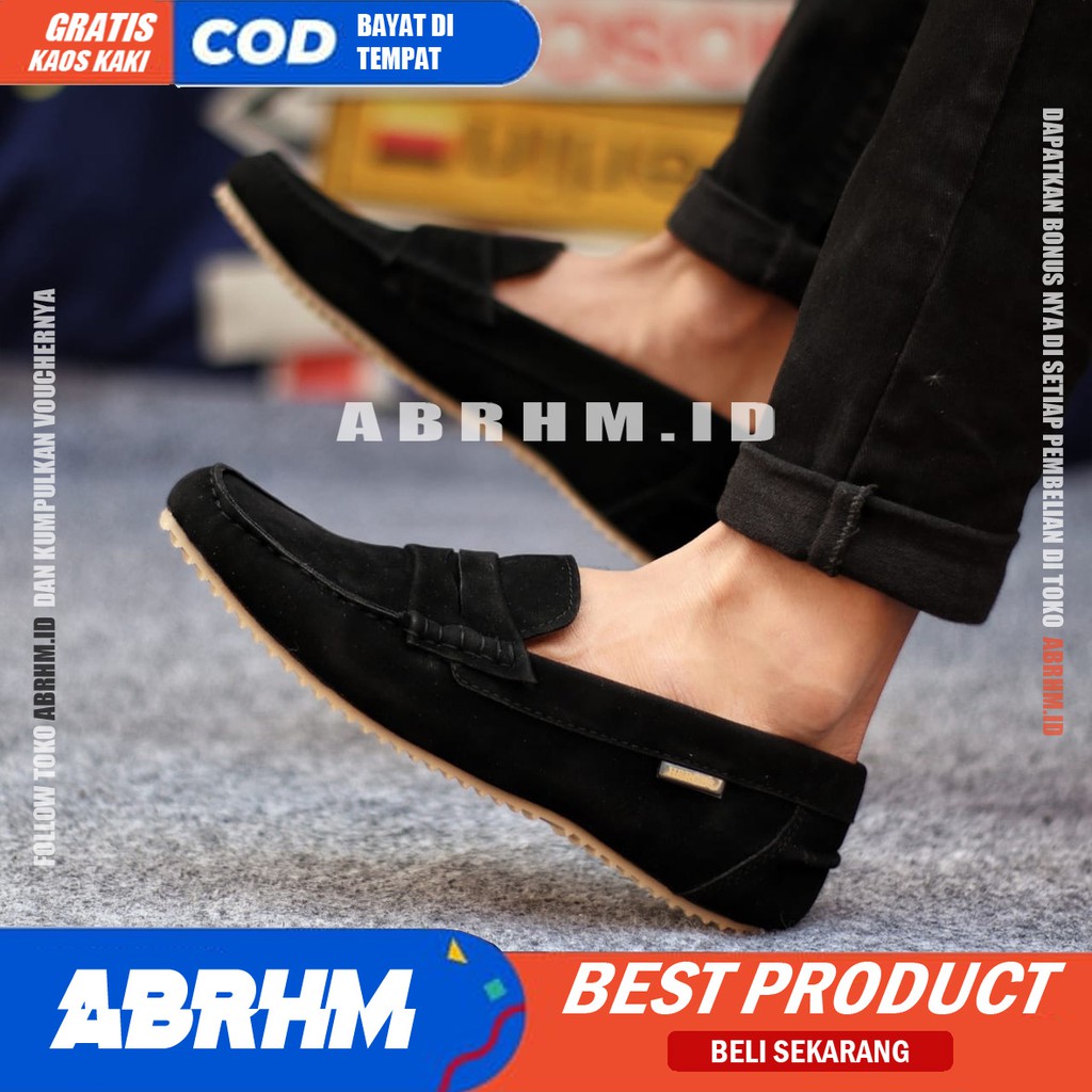 NOAH Sepatu Slip On Pria Sepatu Pria Casual Sepatu Slip Slop Antislip Kerja Kantor Cowok/Cowo Ori Sepatu Kasual Gaya Santai Kuliah Keren Kekinian Murah Original Terlaris