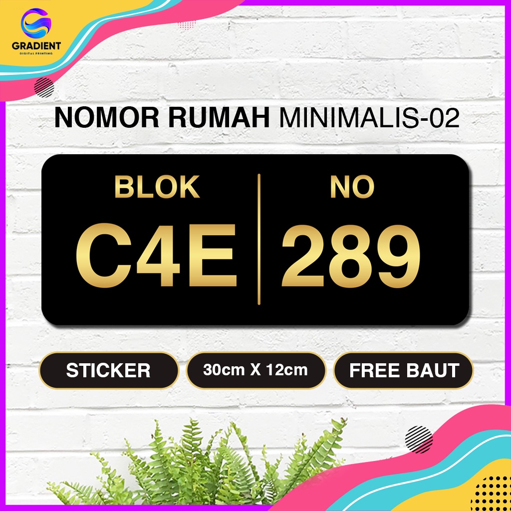 Nomor Rumah / Nomor Rumah Modern Minimalis Printing Stiker 02