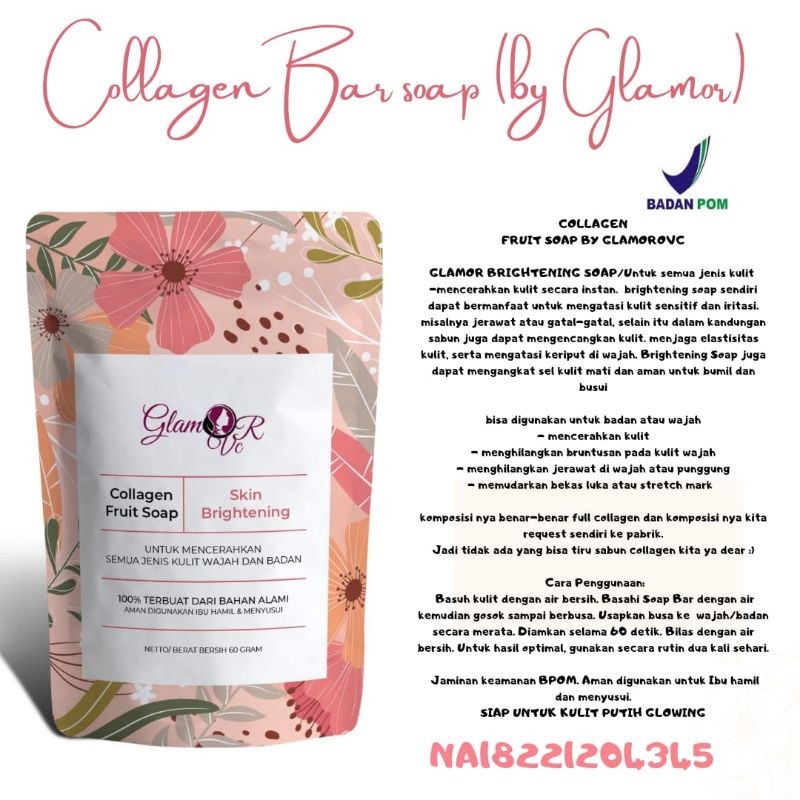 sabun collagen/ GLAMOR SKINCARE/ GLAMOR ORIGINAL/ GLAMOR BPOM