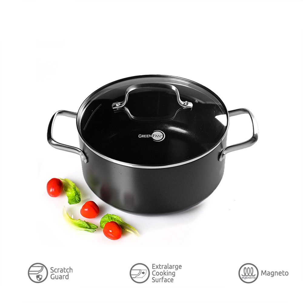 GreenPan Copenhagen Black Covered Casserole 24 Cm