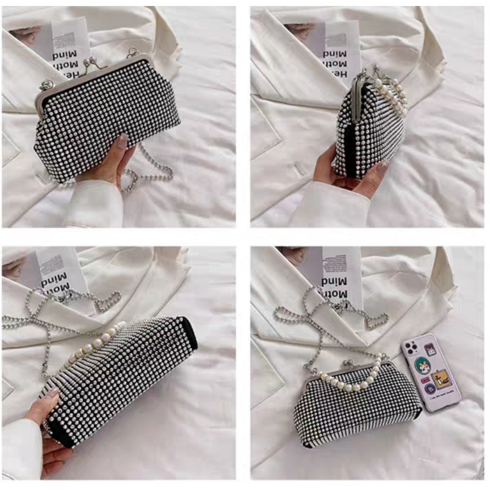 BQ 3550 RISCE TAS SELEMPANG PESTA BLING-BLING IMPORT WANITA CEWEK PEREMPUAN JAKARTA BATAM EL 4168 CR 7657 LT 2127