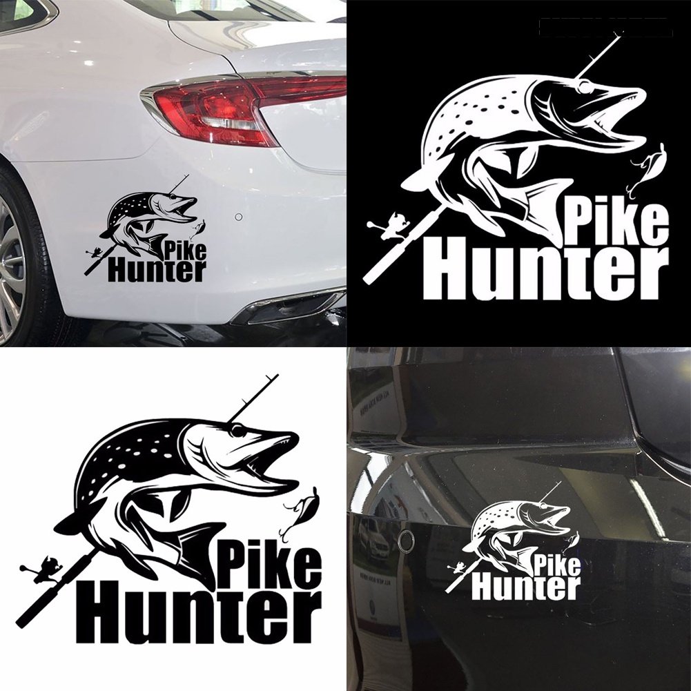 Stiker Reflektif Motif Ikan Pike Hunter Untuk Dekorasi Bodykaca Mobil