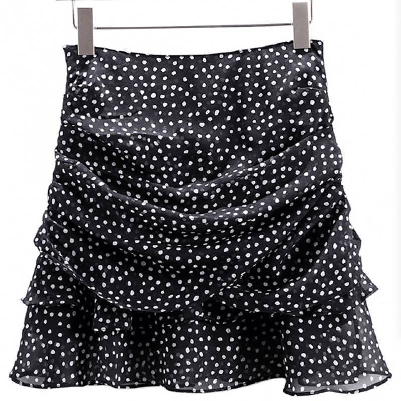 #Sisjuly# Super Hot2022Musim Semi dan Musim Panas Baru All-Match Hitam dan Putih Polka Dot Chiffon Kecil Pende