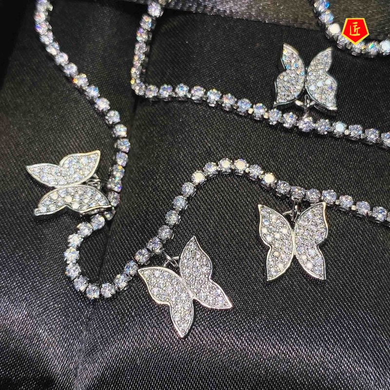 [Ready Stock]INS Style Full Diamond Butterfly Necklace Fashionable and Elegant