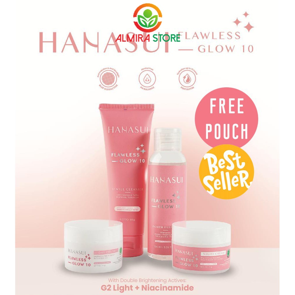 HANASUI FLAWLESS GLOW 10 PAKET LENGKAP 4IN1 - PAKET HANASUI FLAWLESS