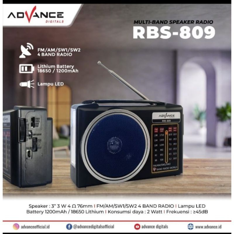 radio Jadul Merk advance RBS-809 Dengan 4 Band