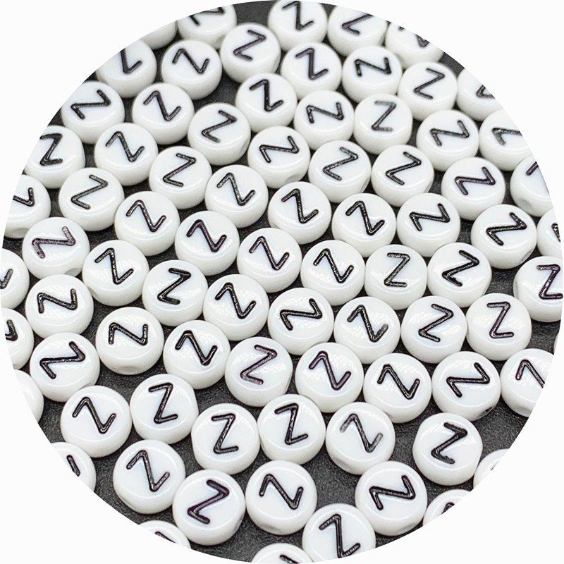 100pcs / Lot Manik-Manik Bulat Datar Motif Huruf U-Z Bahan Akrilik Ukuran 4x7mm Untuk Membuat Perhiasan Gelang