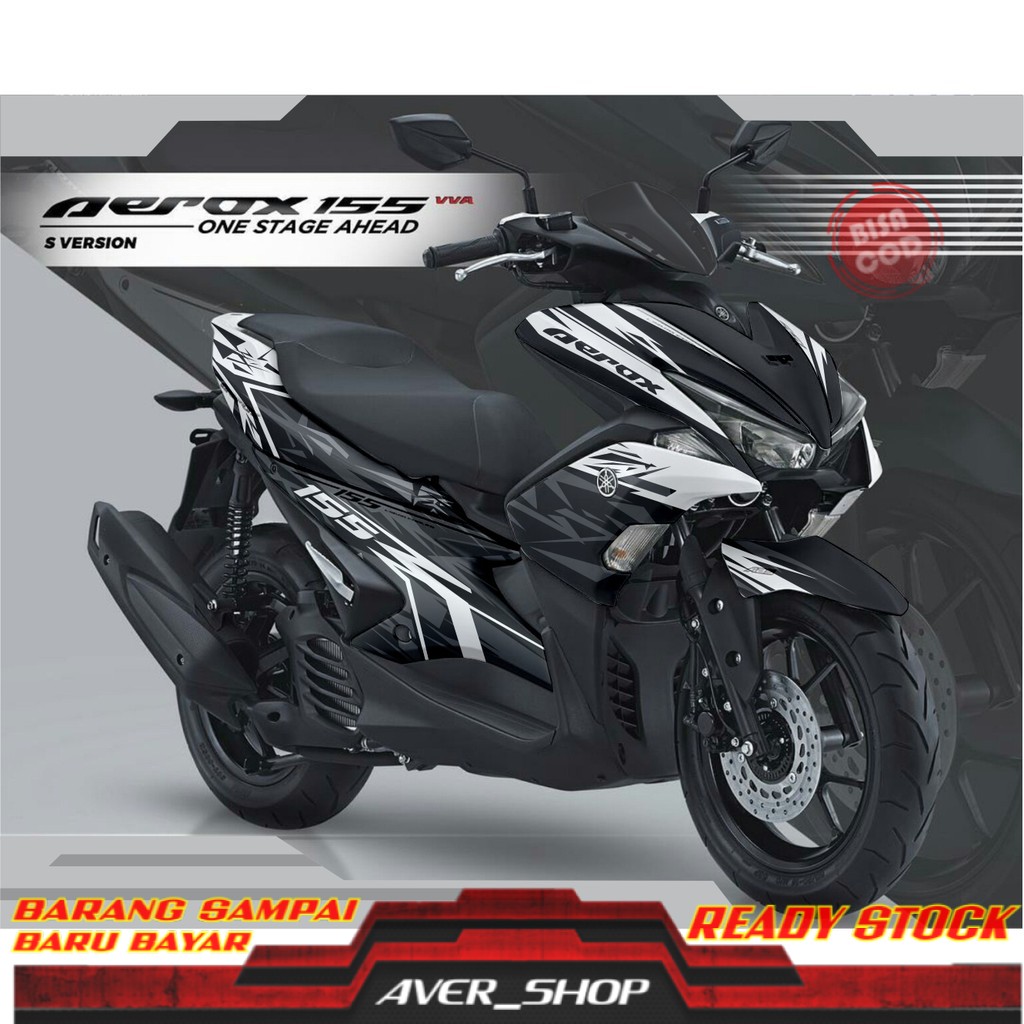 Decal aerox 155 full body Stiker variasi motor aerox Striping aerox 155 hitam