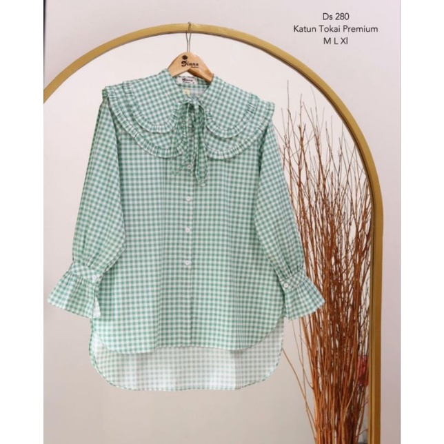 Blouse Kotak Katun Tokai Kerah Korea ORI by Diana Fashion