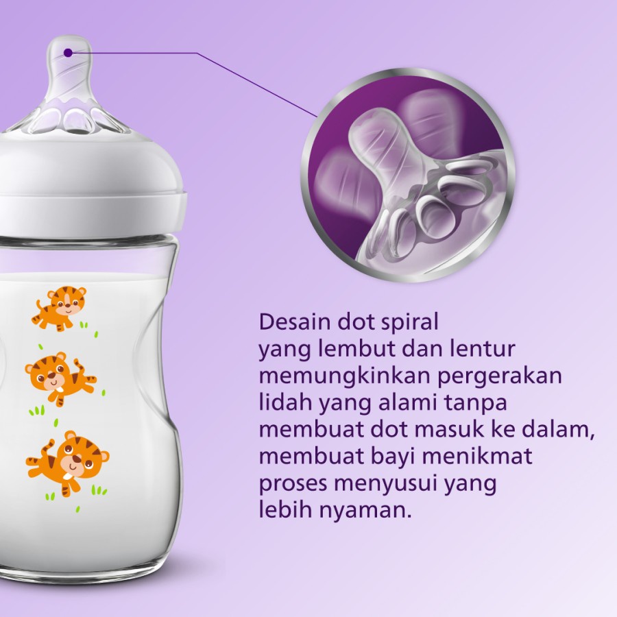 Philips Avent Natural Bottle Single 9Oz Tiger SCF627/40 Botol Bayi