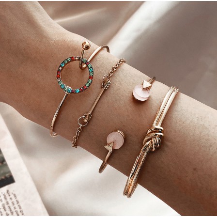 YEEZII 20Types Fashion Multilayer Gelang Emas Sets Bohemia Kupu-kupu Star Moon Bentuk Hati Perhiasan Wanita Aksesoris