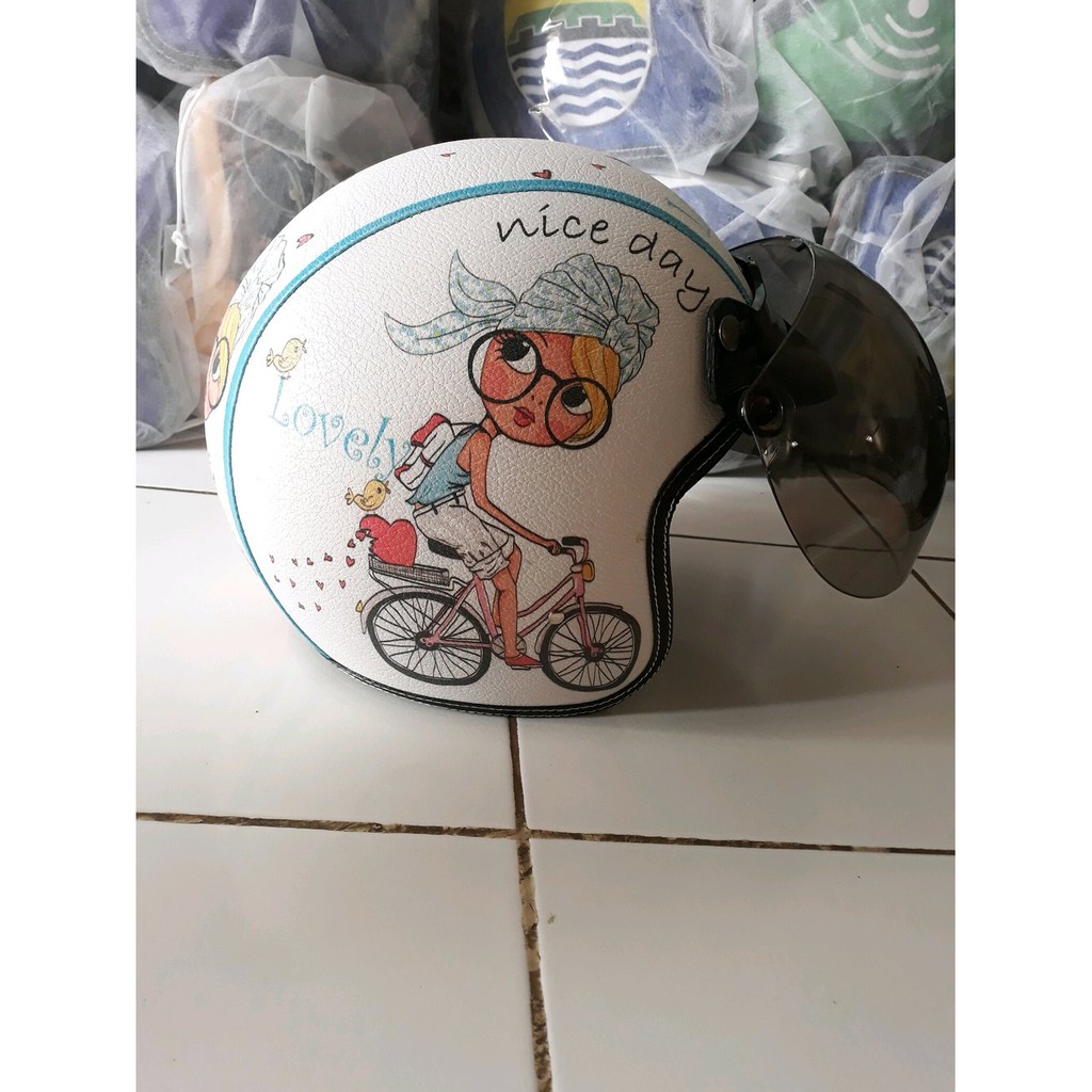 Diskon Helm Model Bogo Helm Sni Helm Bogo Motif Cewe Naik Sepeda Lucu Limited Shopee Indonesia
