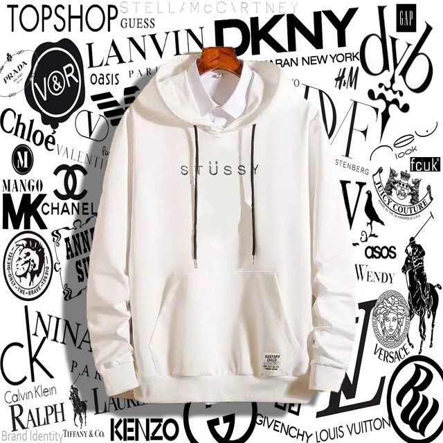 Jaket Hoodie Sweater Stussy Putih Grade Premium