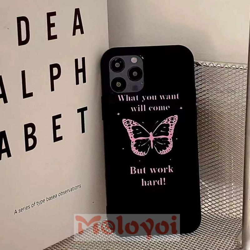 Soft Case Tpu Glossy Motif Kupu-Kupu Untuk IPhone 7 8 Plus XR 11 13 12 Pro Max 8 X XS Max SE 2020