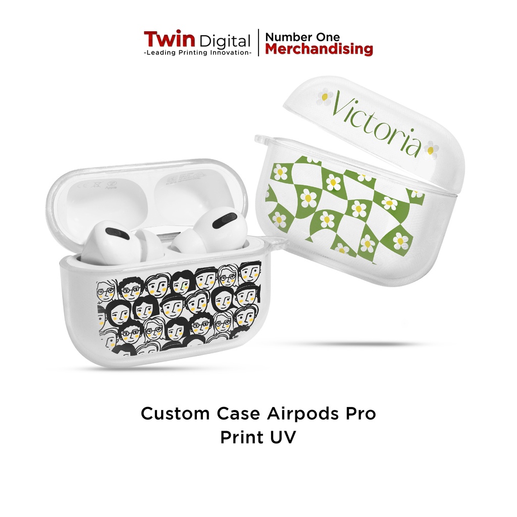 Twindigital Custom Desain Case Airpods Pro Transparan Print UV - Casing Silicone Pelindung Earphone