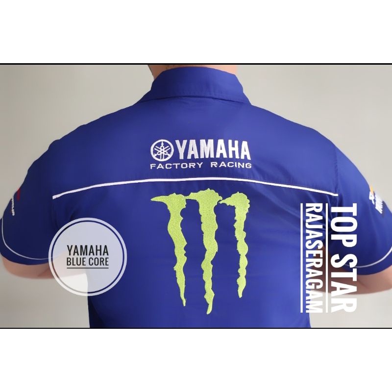 Baju Seragam Otomotif Yamaha Blue Core Moto GP Kemeja Bordir F1