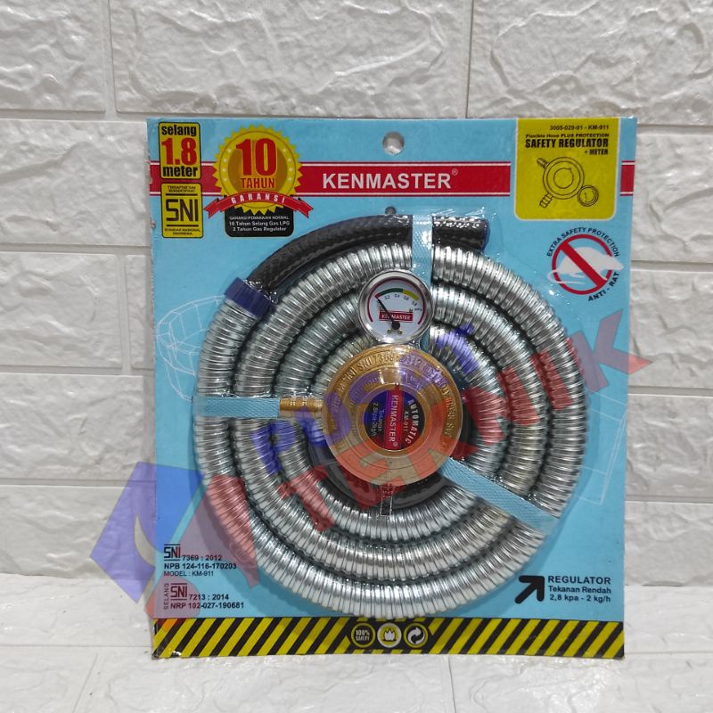 KENMASTER REGULATOR GAS PLUS SELANG GAS 1.8 METER - PAKET REGULATOR DAN SELANG GAS