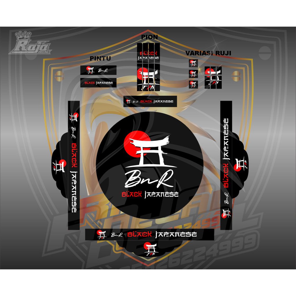 Stiker Decal Tebok Sangkar Murai Batu _ Stiker Sangkar Desain BNR Black Japanes