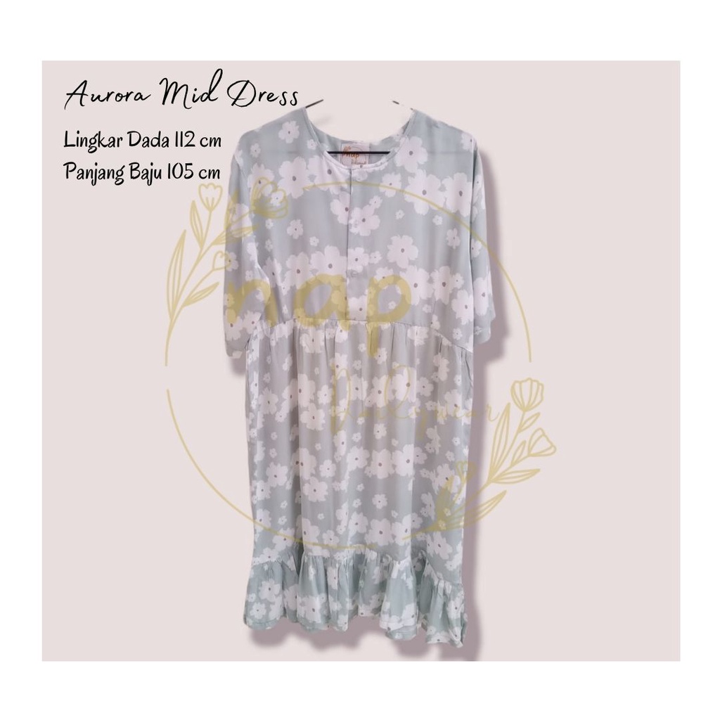 Daster Rayon Kekinian Ruffle Nap Dailywear Aurora Mid Dress