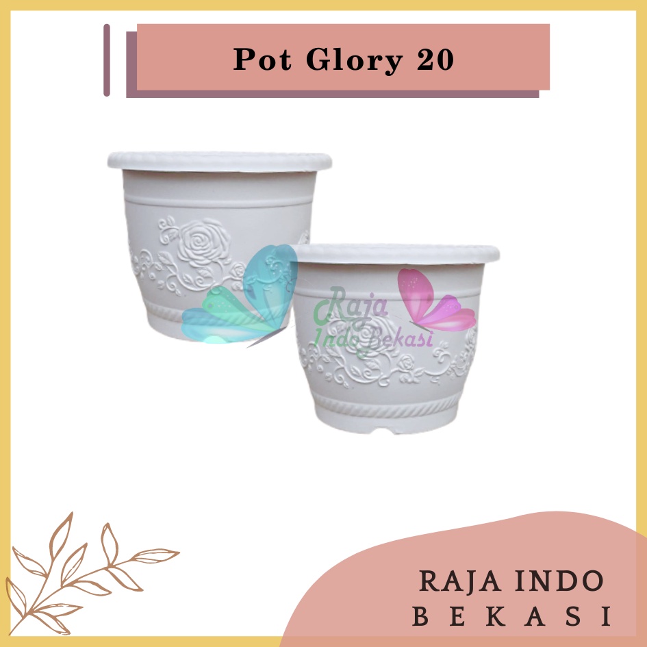 Pot Shallom Kb Glory 20 Cm Putih Motif Pot Plastik 20cm Vas Bunga Pot Tanaman Hias Bukan Tawon 20