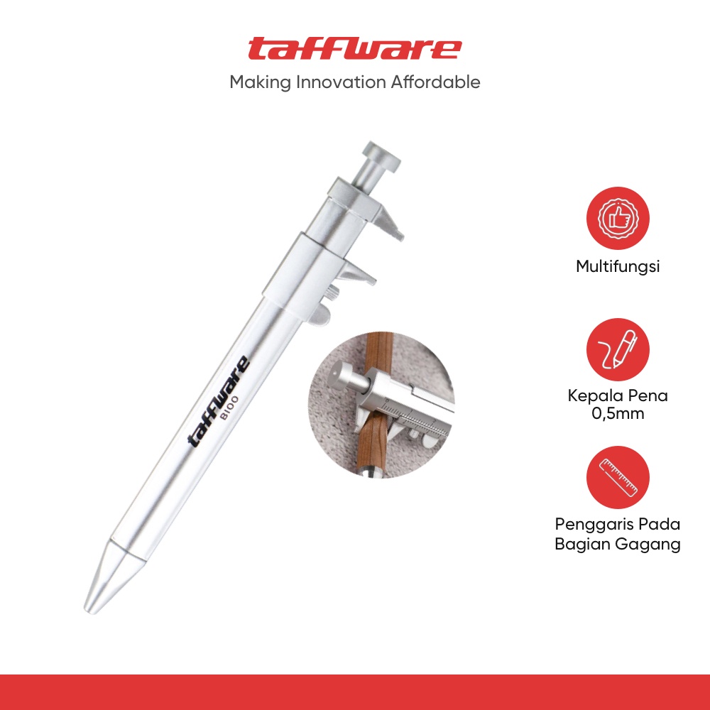 

Taffware Pena Pulpen Multifungsi Ballpoint Pen Caliber Measuring Tool Scale Ruler - B100