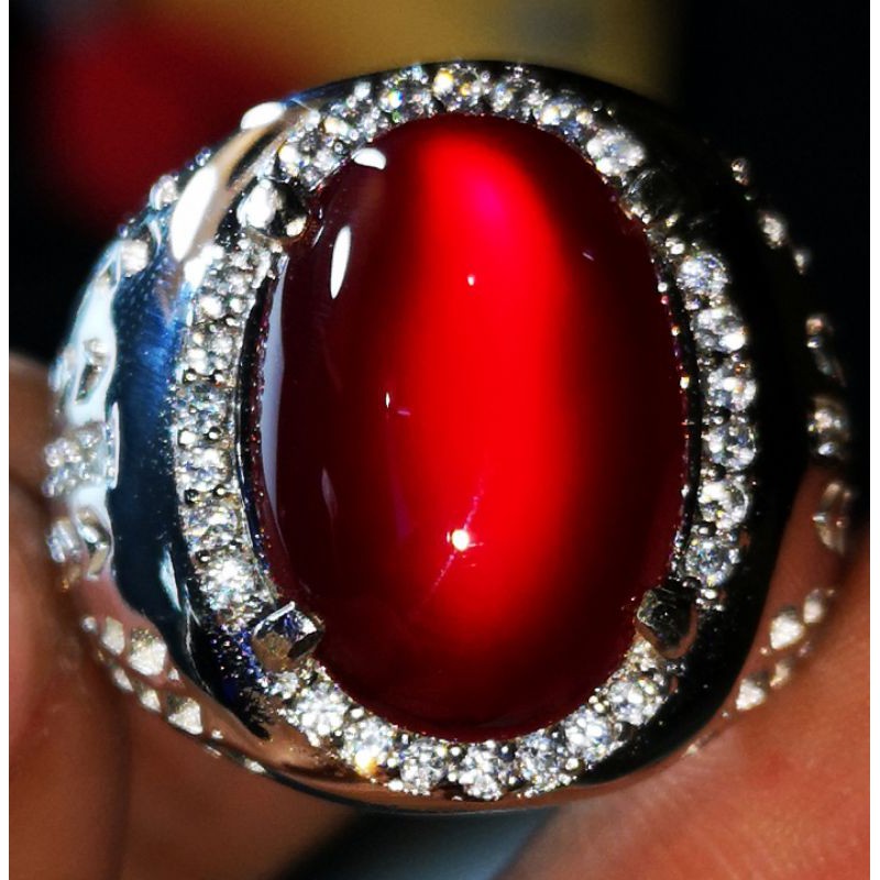 Natural Akik Red Carnelian Raflesia Fenomena Cat's Eye