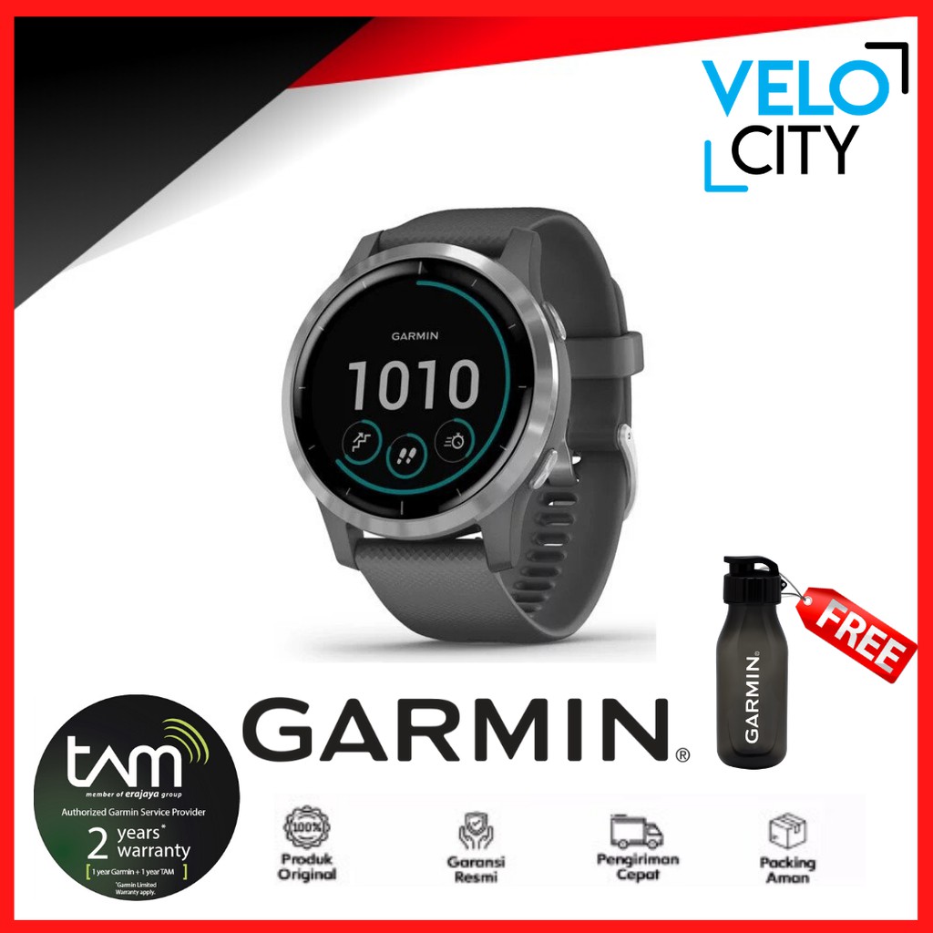 Garmin Vivoactive 4 GPS Wi-Fi Shadow Gray Silver SEA - TAM 2 Tahun