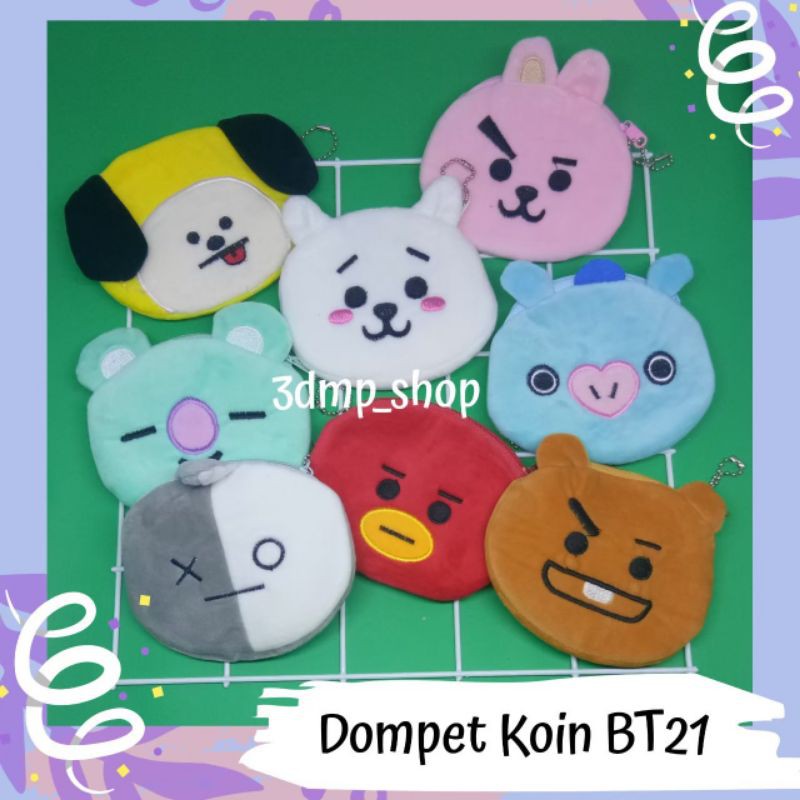 Dompet koin BT21 BTS Rj Mang Cooky Shooky Tata Van Koya Chimmy