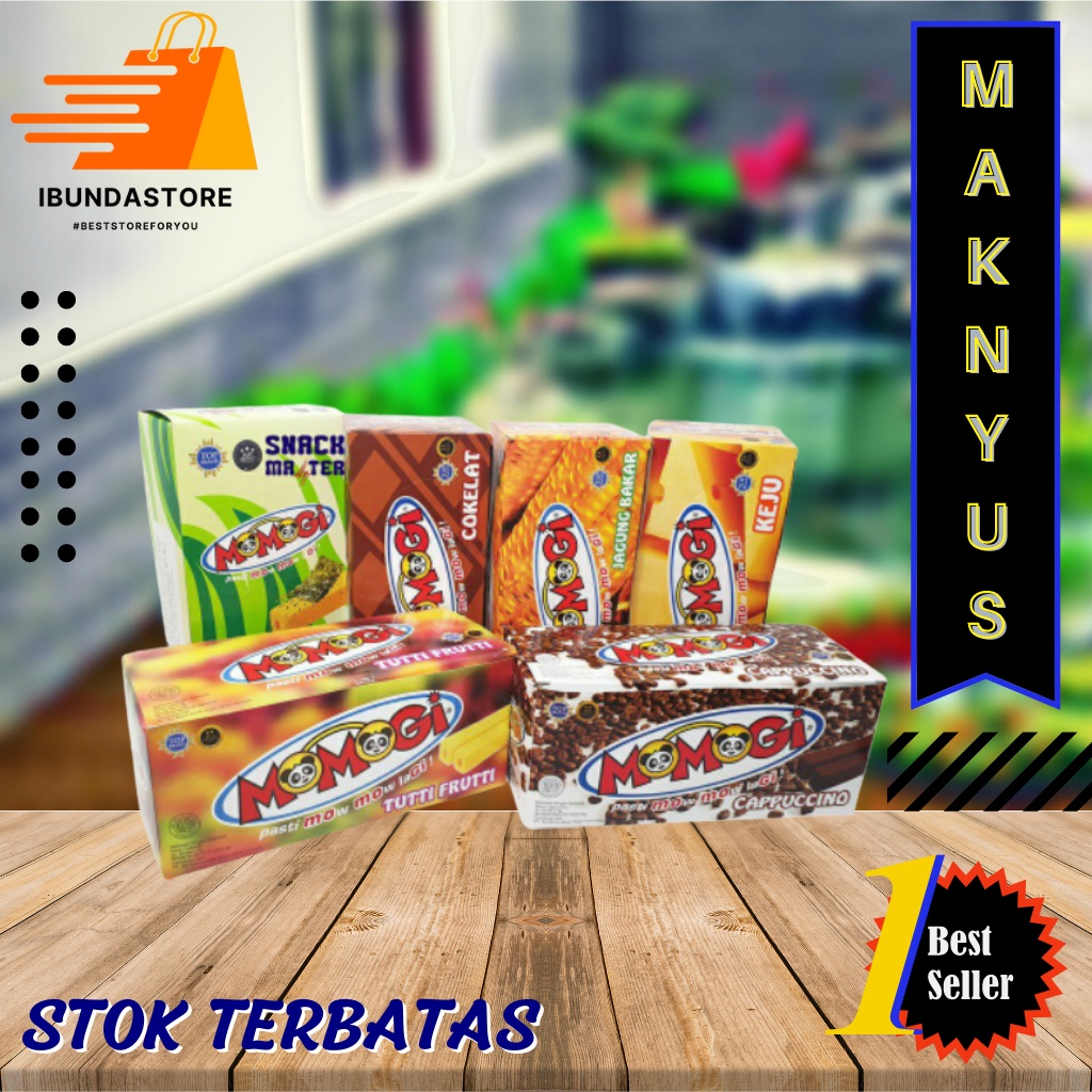 

Momogi All Variant 6 g x 20 pcs / Jajanan Warung / Snack Murah Surabaya / Camilan WFH / Agen / IBUNDASTORE