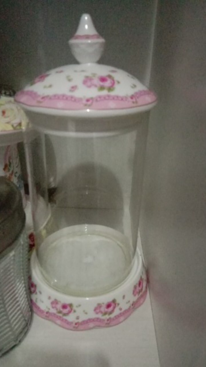 Toples Kaca Set / Keramik  Motif Isi 3set / Rosegarden Bistro 1833